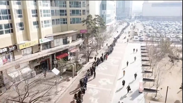 South Korea waiting in line for mask