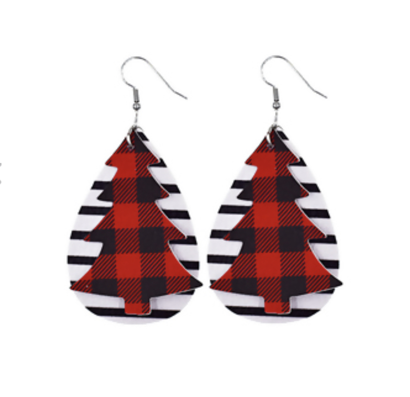 vegan leather christmas earrings