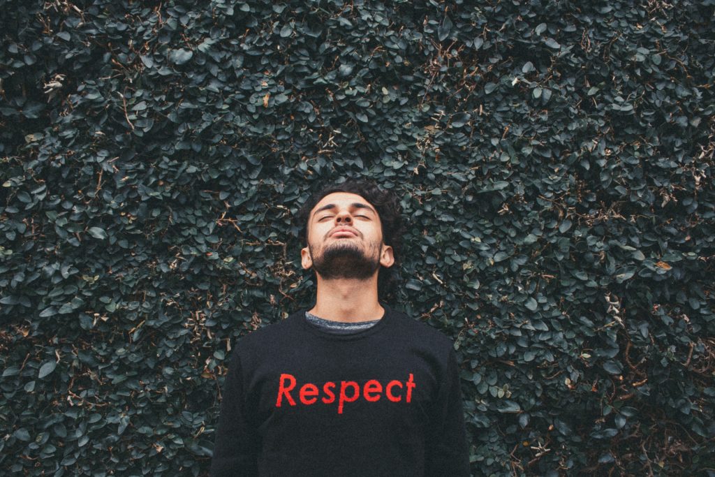 Man with respect shirt 